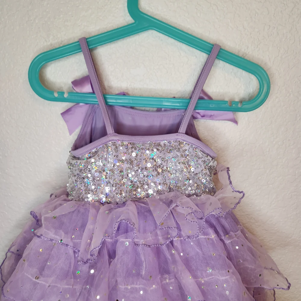 Weissman 7103 Girls Lavender Sequin Tulle dance recital dress size SC